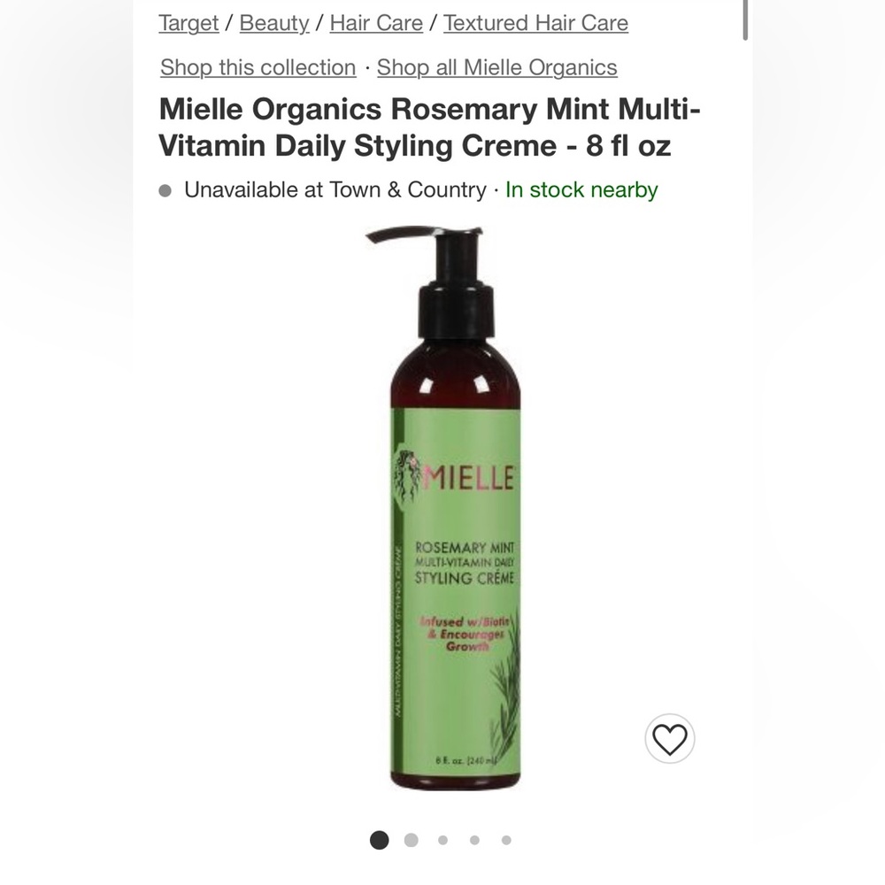 Mille Organic Rosemary Mint Multivitamin
Moisturizing Hair Styling Cream